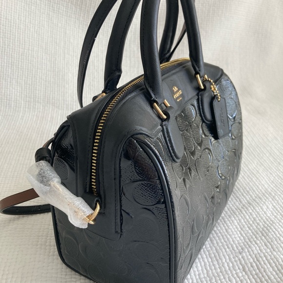 Coach Black Embossed Leather Satchel - Picture 4 of 12